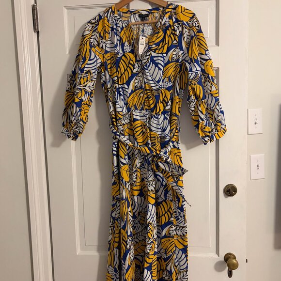 Talbots Size 4 Blue and Yellow Tropical Printed Cotton Dress - Picture 1 of 4